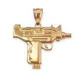Yellow Gold Uzi Submachine Gun Pendant