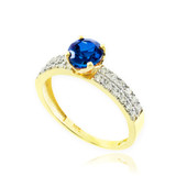 Gold Diamond Pave Blue Sapphire Engagement Ring