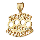 'SNITCHES GET STITCHES' Gold Knuckles Duster Hip-Hop Pendant