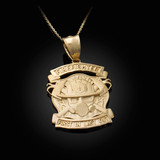 Satin Gold Firefighter Pendant Necklace