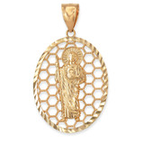 Gold Saint Jude Oval DC Honeycomb Pendant