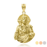 Polished Gold Jesus Christ Sacred Heart Pendant