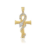 Satin Gold Egyptian Ankh DC Coiled Snake Medium Pendant