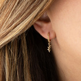 Yellow Gold Olive Vine Cuban Link Huggie Earrings