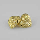 14K Yellow Gold Nugget Diamond-Cut Heart Stud Earrings (3 sizes)