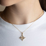 Gold Irish Celtic Triquetra Cross Pendant Necklace