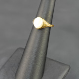 Polished Gold Baby Signet Ring Classic Round Design