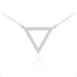 14K Polished White Gold Triangle Necklace