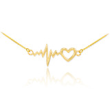 14K Gold Heartbeat Pulse & Heart Necklace