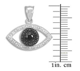 Black & Clear Diamond Studded Evil Eye White Gold Pendant