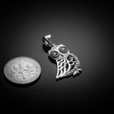 White Gold Bohemian Owl Diamond Pendant