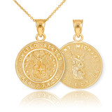 Gold US Air Force Reversible St. Michael Pendant Necklace