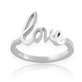 Solid White Gold "Love" Script Ring