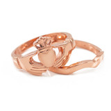 2pc Rose Gold Classic Claddagh Engagement Ring Band
