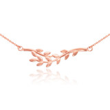 14K Rose Gold Olive Branches Necklace