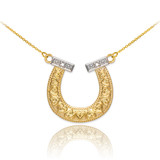 14k Two-Tone Gold Diamond Horseshoe Necklace