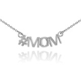 14k White Gold #MOM Necklace