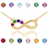 14K Gold Infinity #1MOM Necklace with Four CZ Birthstones