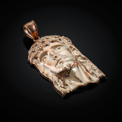 Rose Gold Jesus Face Pendant