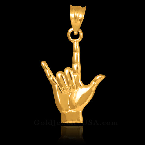 Gold "Hang Loose" Shaka Charm Pendant