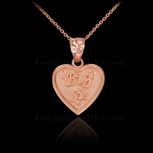 Rose Gold 'Big Sis' Heart Pendant Necklace