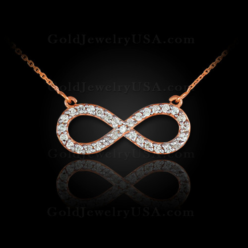 Rose gold diamond infinity necklace