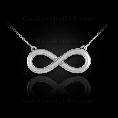 White gold infinity necklace