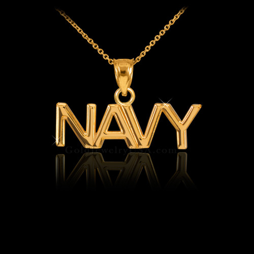 Gold NAVY Pendant Necklace