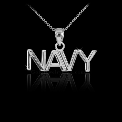 White Gold NAVY Pendant Necklace