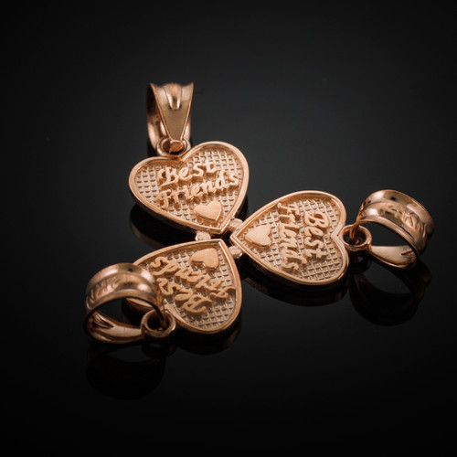 3pc Rose Gold 'Best Friends' Heart Charm Set