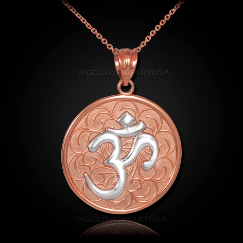 Two-Tone Rose Gold Om Medallion Pendant Necklace