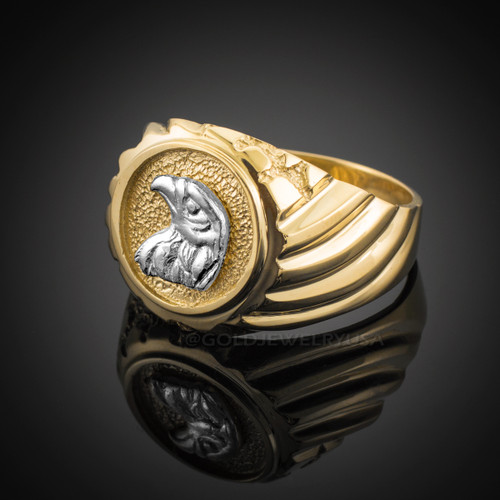 Gold Eagle Head Men's Ring