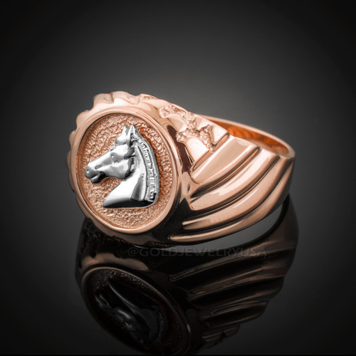 Rose Gold Horse Head Men's Ring