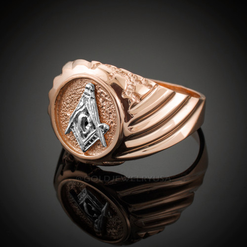 Rose Gold Masonic Men's Ring