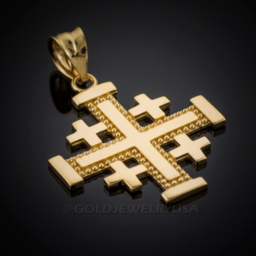 Yellow Gold Jerusalem Cross Pendant