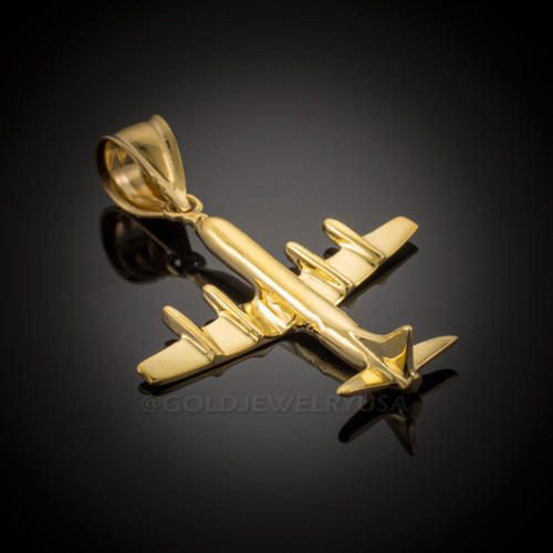 Gold 3D Airplane Pendant