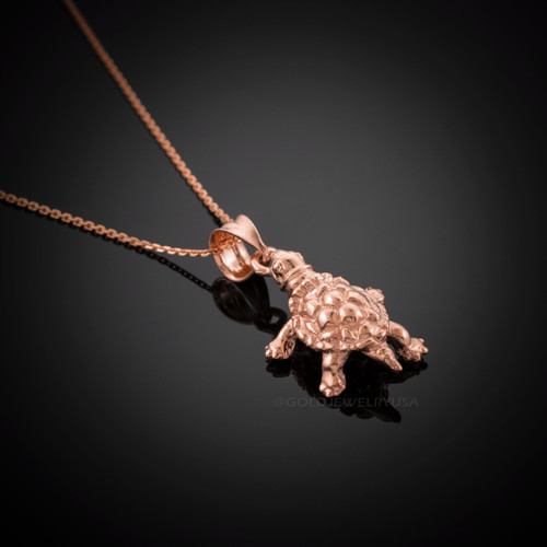 Rose Gold Turtle Charm Necklace