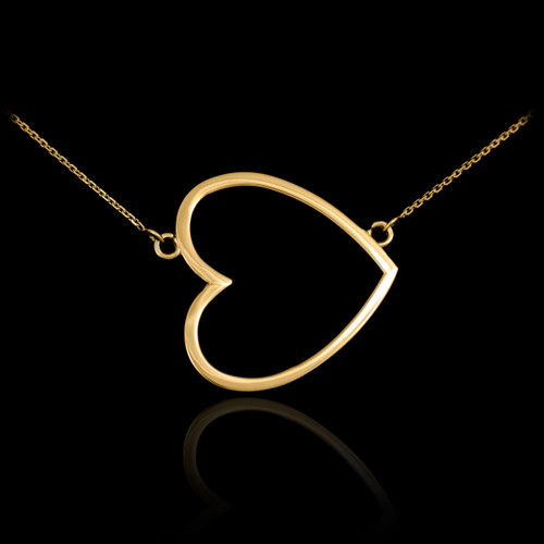 14K Gold Sideways Open Heart Necklace