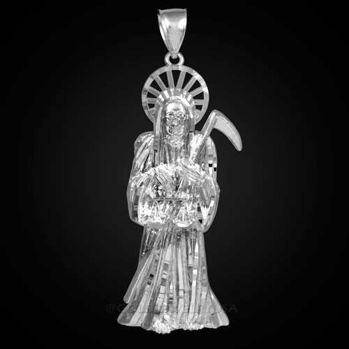 White Gold Santa Muerte Pendant