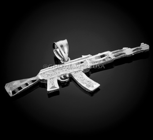 White Gold AK-47 Pendant.