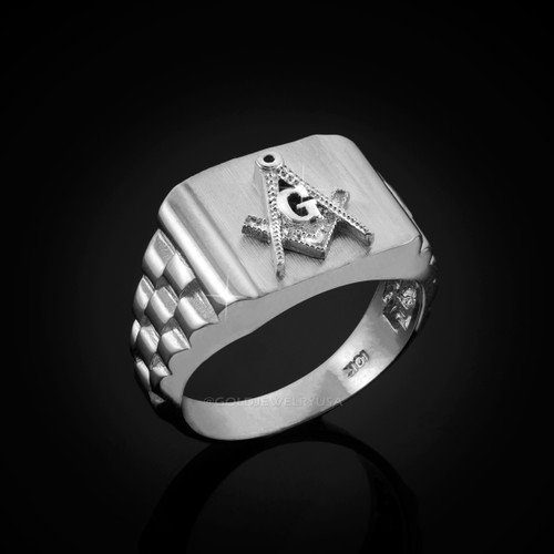 White Gold Masonic Ring.
Rolex Style Masonic Ring.
