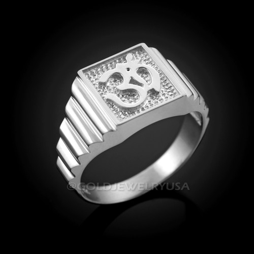 White Gold Om Ring