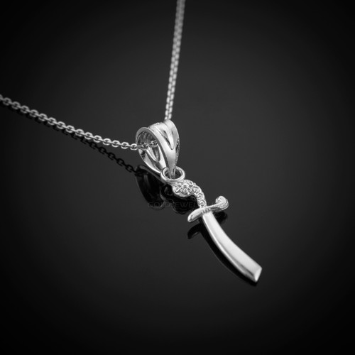 White Gold Scimitar Necklace