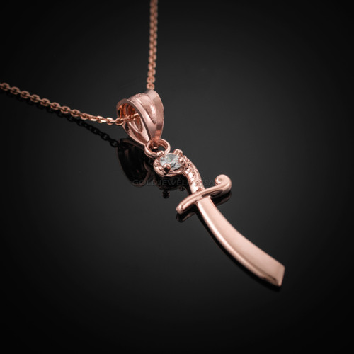 Rose Gold Scimitar CZ Necklace