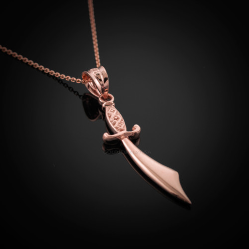 Gold Scimitar Islamic Sword Pendant Necklace