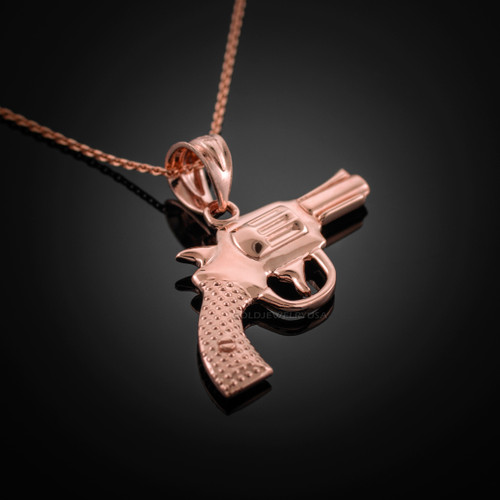 Rose Gold Pistol Gun Pendant Necklace