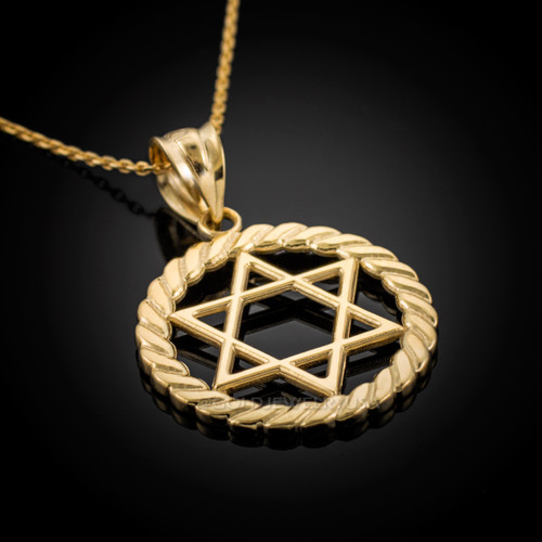 Gold Star of David Pendant Necklace
