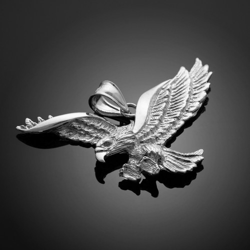 White Gold Flying Eagle Pendant