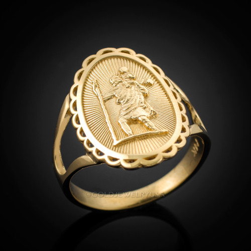Gold St. Christopher Ring