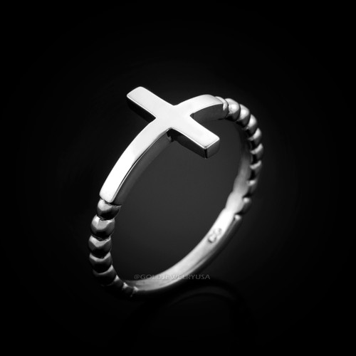White Gold Cross Ring